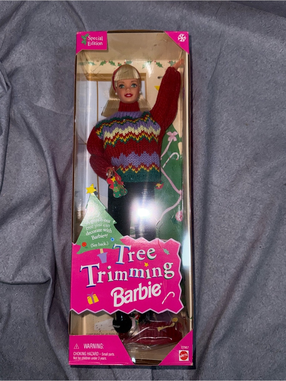 Vintage 1998 Barbie Red Fair Isle Crewneck Sweater with Multicolor Pattern